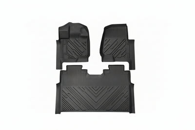 TPE Floor Mats (3-Piece) for 2015-2025 Ford F-150 & Lightning SuperCrew - 1st & 2nd Row, Black