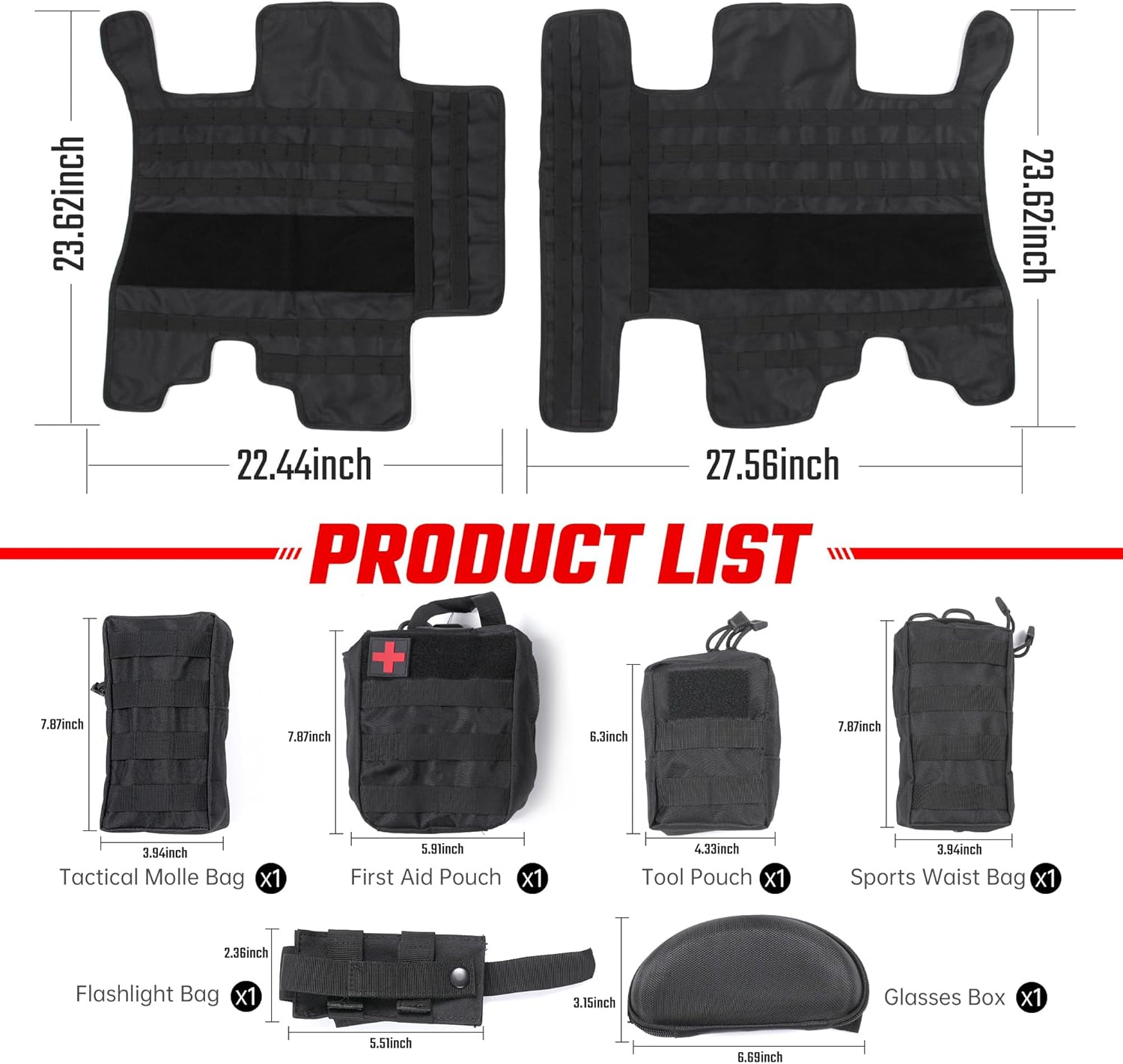 Roof Liner Organizer Overhead Storage Jacket Overhead Car Organizer Car Headliner Storage Organizer For Ford Bronco 2021 2022 2023 2024 2/4 Doors Roof Tactical Vest Accessories With 5 Molle Pouch