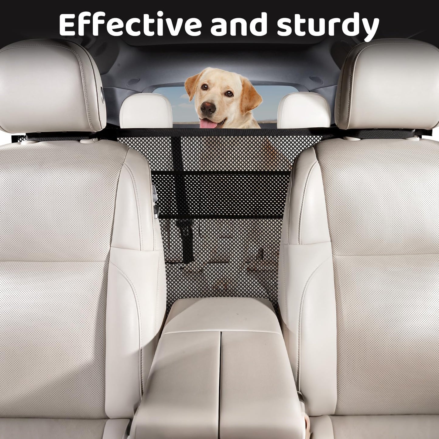 Dog Car Barrier with Mesh Organizer - Pet Divider for Car/SUV/Truck