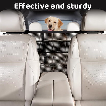 Dog Car Barrier with Mesh Organizer - Pet Divider for Car/SUV/Truck