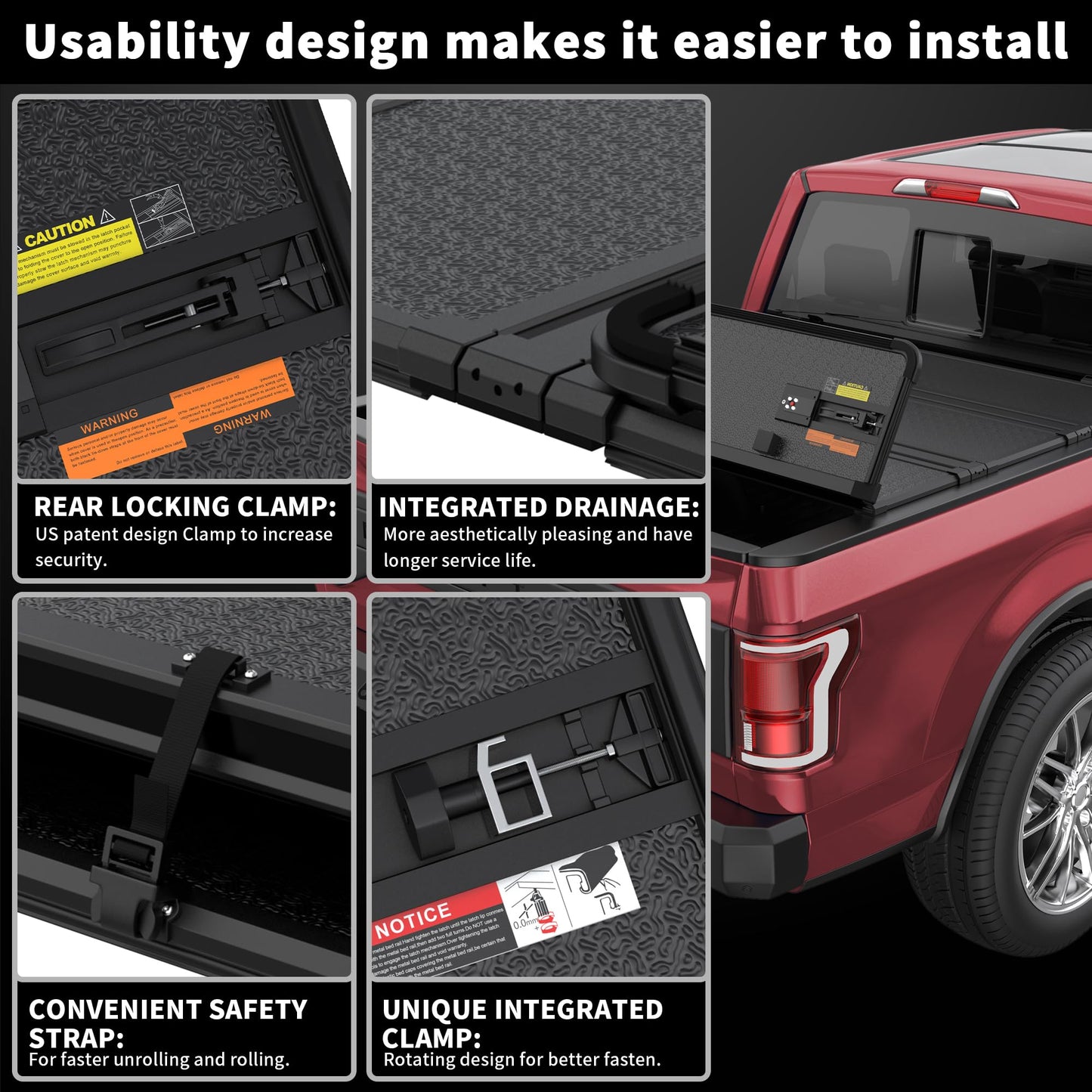Hard Quad-Fold Aluminum Tonneau Cover for 2015-2026 Ford F-150 5.5' Styleside Bed