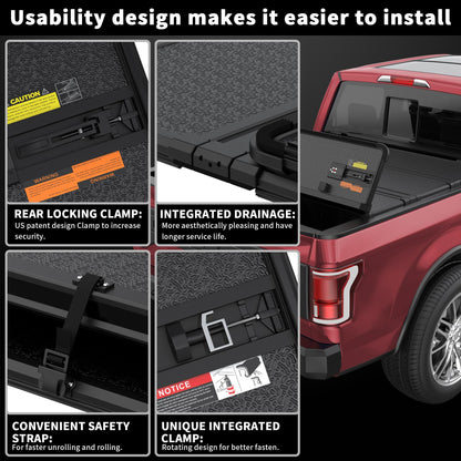 Hard Quad-Fold Aluminum Tonneau Cover for 2015-2026 Ford F-150 5.5' Styleside Bed