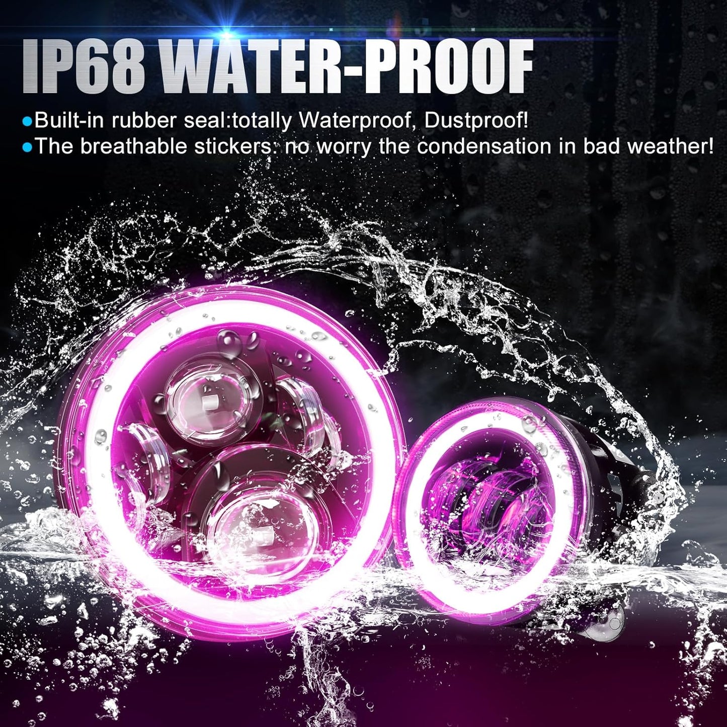 7" RGB LED Headlights & Fog Lights with Halo - DOT Approved for Jeep