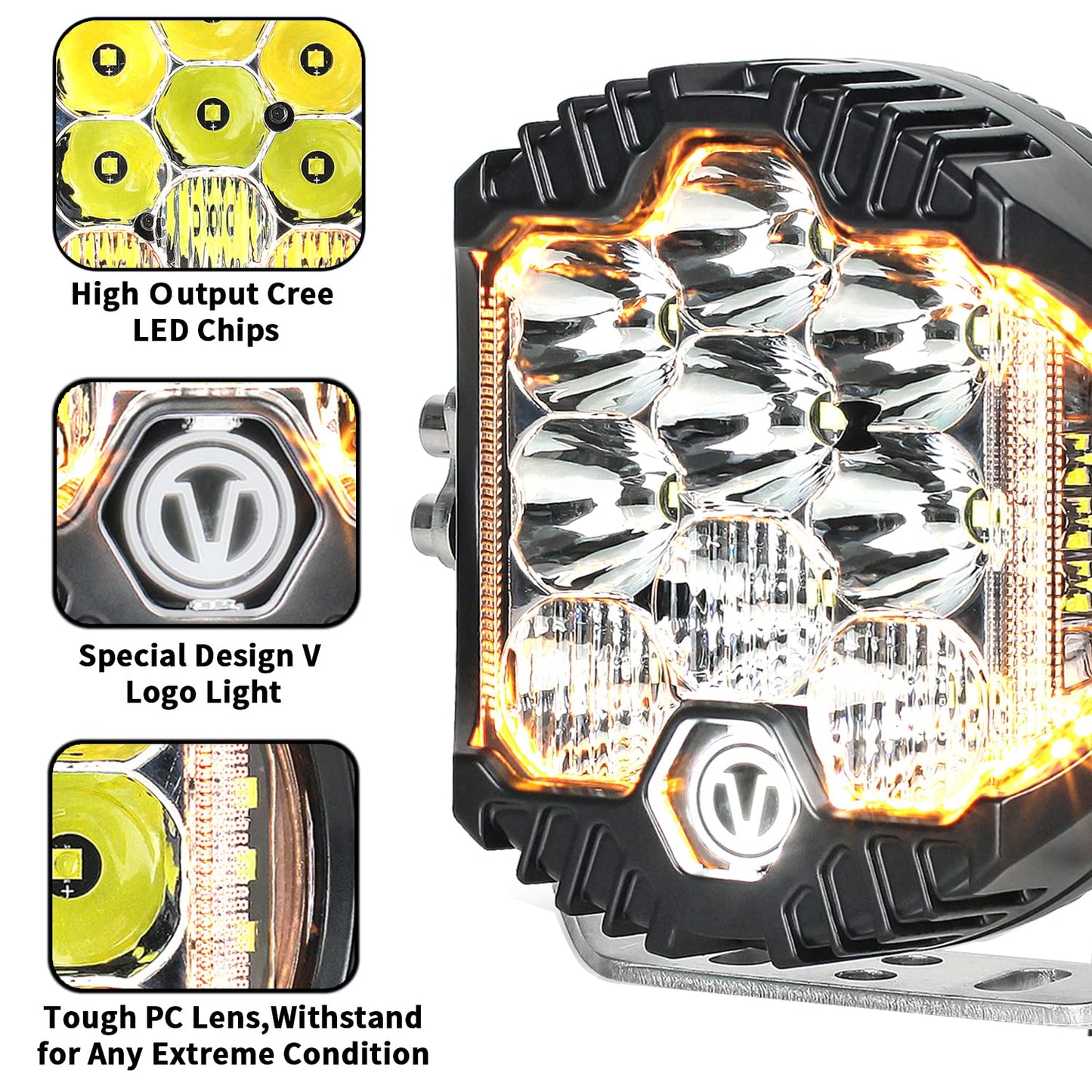 5" 50W Round LED Driving Light - 5000LM Spot/Flood Combo, IP67 Waterproof (1-Pack)