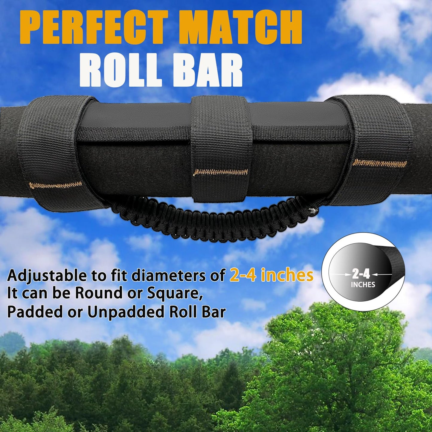 4-Pack Roll Bar Grab Handles for Jeep Wrangler & Gladiator (Excludes Sky One-Touch Roof)