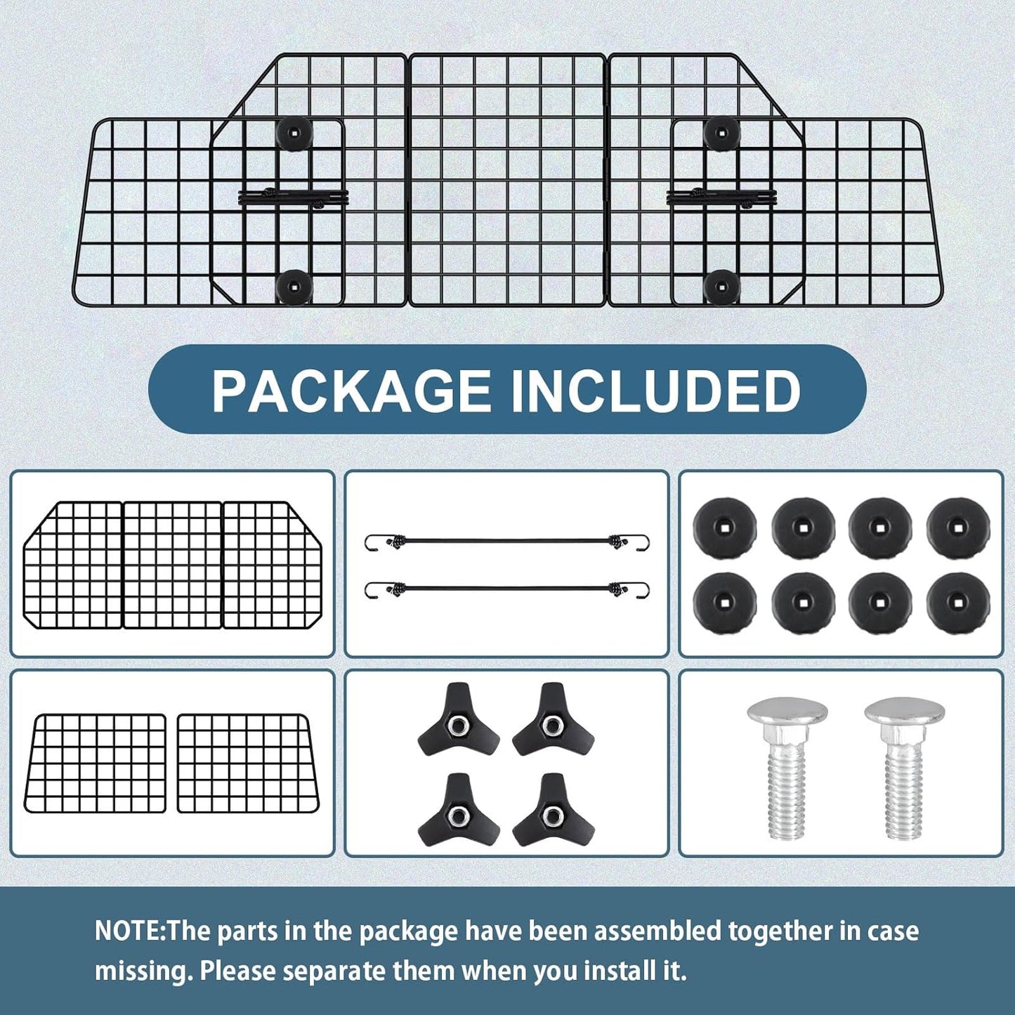 Triple-Folding Adjustable Dog Barrier - 36.6"-60.6", Heavy-Duty Wire Mesh for SUV/Van/Truck