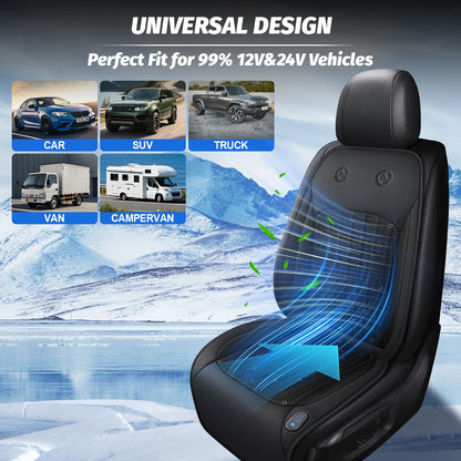 Ventilated Car Seat Cover with Dual Turbo Fans, 3-Speed Cooling Cushion