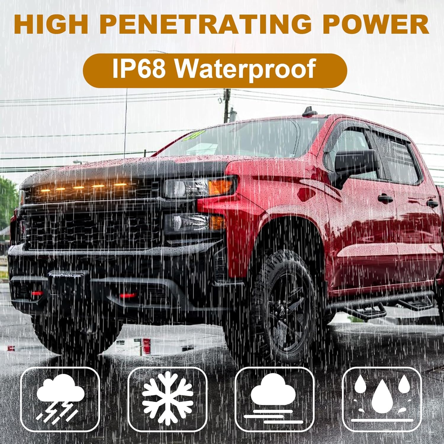 LED Grill Lights for 2019-2021 Chevy Silverado 1500 Grille Racing Lights Fits Custom Trail Boss WT Models Only,No Drill Installation,Silverado Accessories (Amber Style, 5)