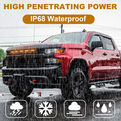 LED Grill Lights for 2019-2021 Chevy Silverado 1500 Grille Racing Lights Fits Custom Trail Boss WT Models Only,No Drill Installation,Silverado Accessories (Amber Style, 5)