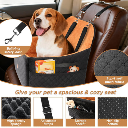 Small/Medium Dog Car Seat w/Side Opening - Thick Cushion, Detachable Washable, 35 lb Capacity (Grey)