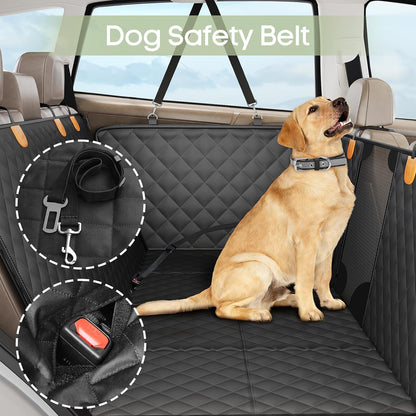 400 lb Hard-Bottom Dog Hammock - Waterproof, Mesh Window for Car/SUV
