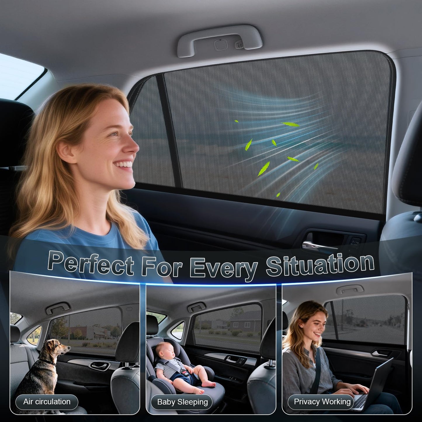 Baby Car Window Shades, Breathable UV Protection for Kids & Pets