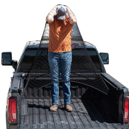4'x4' Double Layer Elastic Cargo Net - Light Loads, Heavy-Duty Carabiners, USA Company