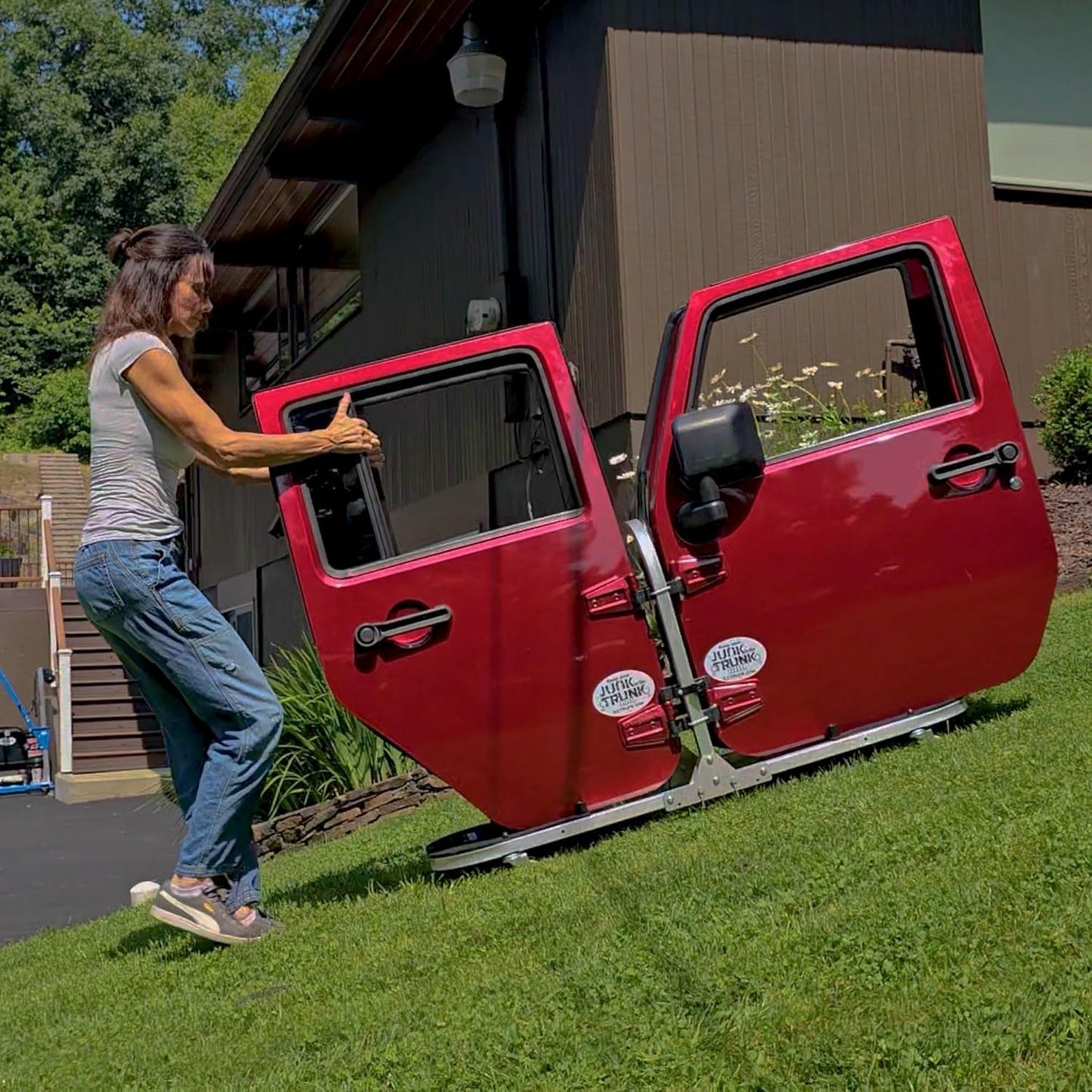 Folding Rolling Door Cart (4-Door) for Jeep Wrangler & Gladiator - Aluminum/Silver (Patented)