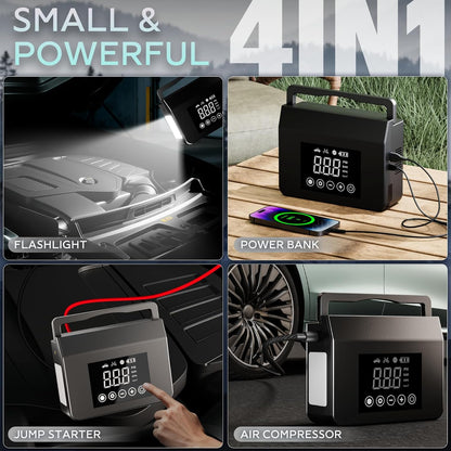 4000A Jump Starter with 150PSI Air Compressor - Fast Charge Power Bank for Cars/Trucks/SUVs