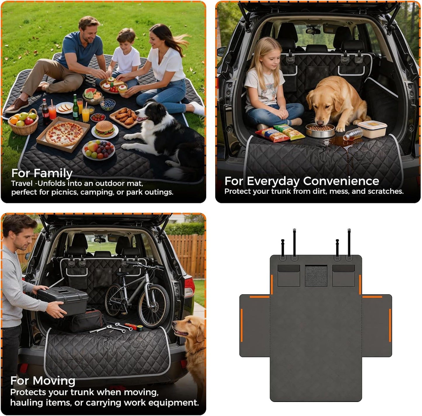 Waterproof SUV Cargo Liner for Dogs - Large Universal Fit w/Side Walls, Bumper Flap, Scratchproof for Sedan/Van
