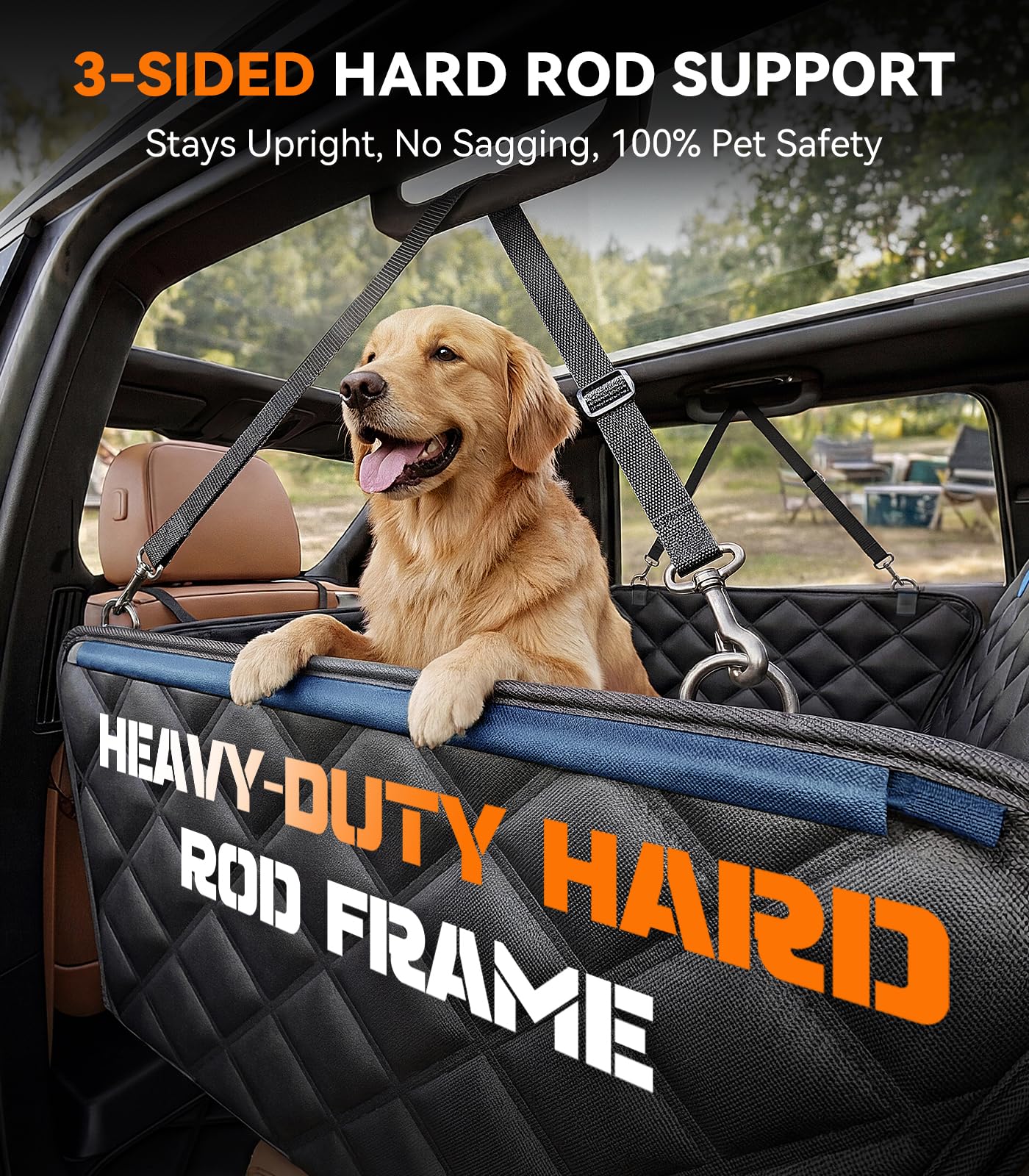 Waterproof 600D Dog Hammock - Safe/Large Space for Backseat, Fits Sedan/SUV/Truck, Passenger Seat Access