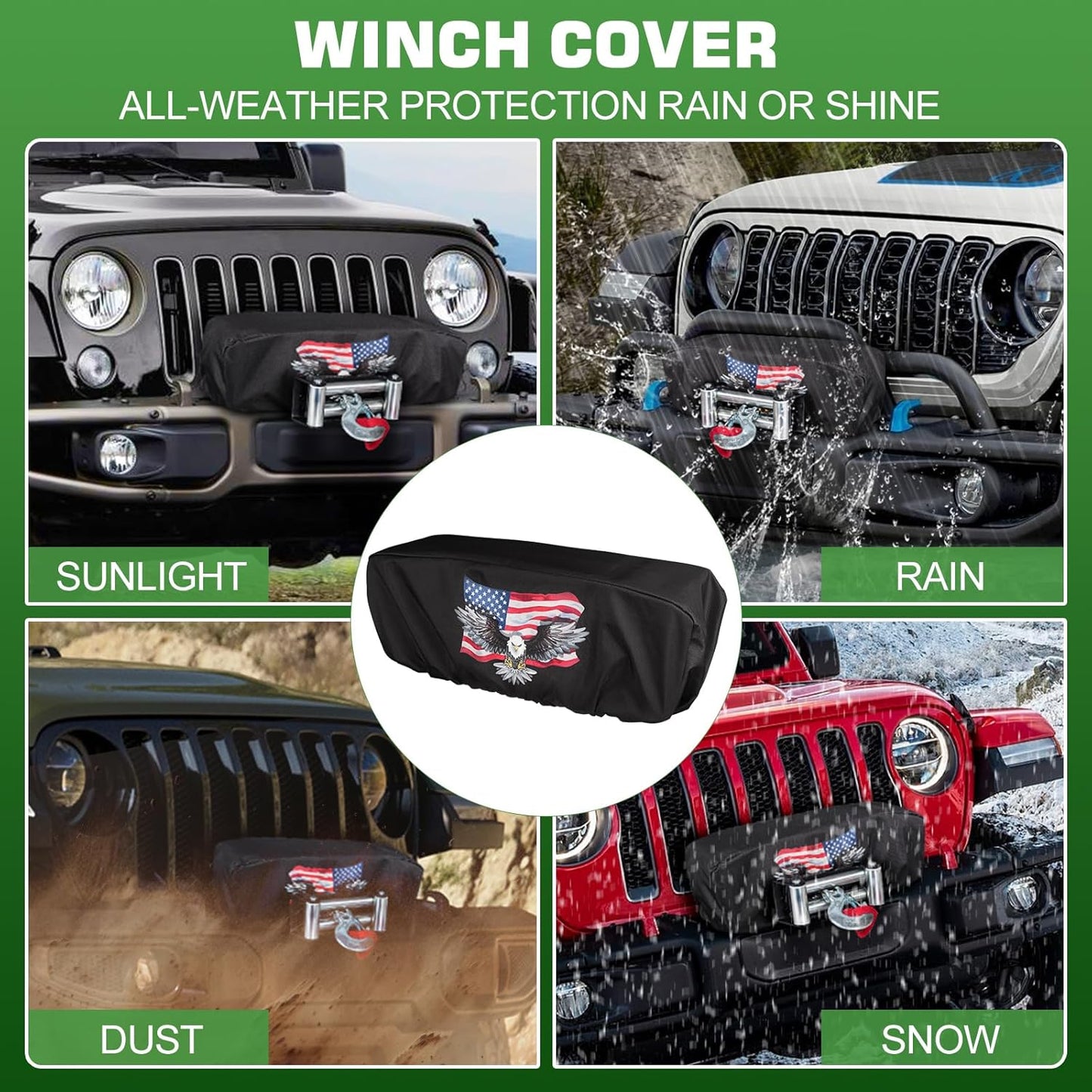 Heavy Duty Winch Cover - UV & Waterproof for 8500-17500 lbs, Universal Fit