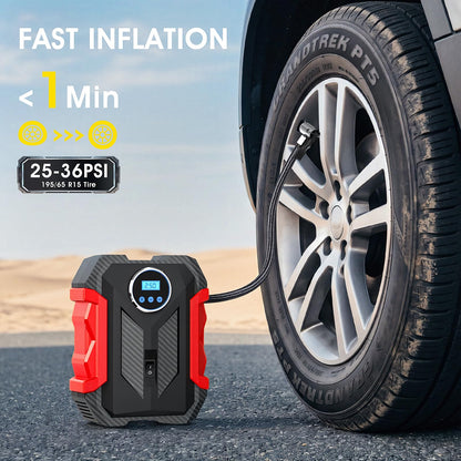 12V Portable Digital Tire Inflator with LED Light - Car Auto Air Compressor