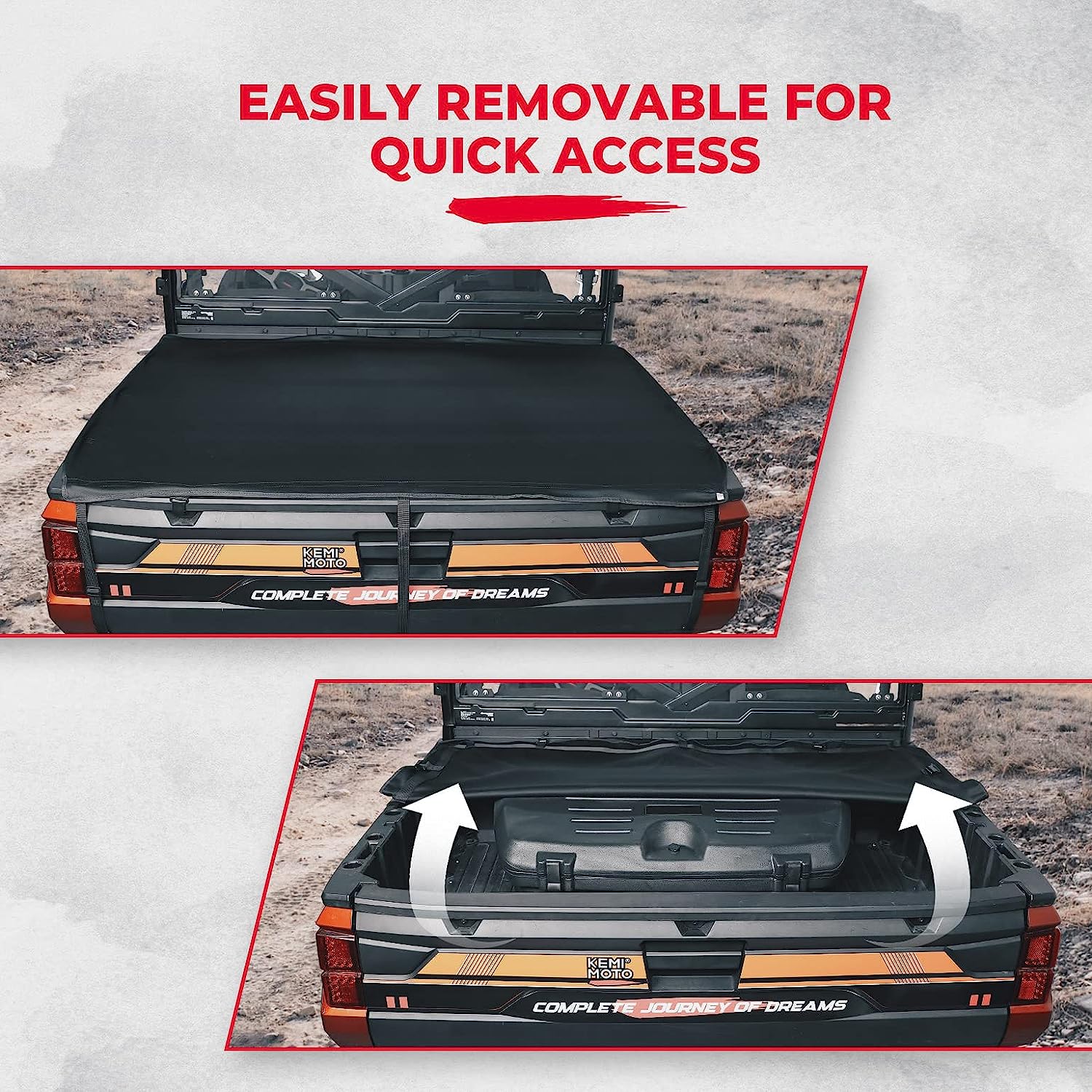 UTV Soft Cargo Bed Cover Waterproof Canvas Tonneau Cover Compatible with 2017-2023 Polaris - OHMU