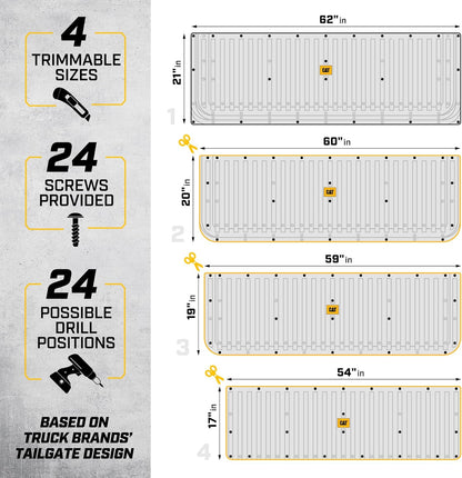 Cat® Ultra Tough Heavy Duty Truck Tailgate Mat/Pad/Protector - Universal Trim-to-Fit Extra-Thick Rubber for All Pickup Trucks 62" x 21" (CAMT-1509), Black