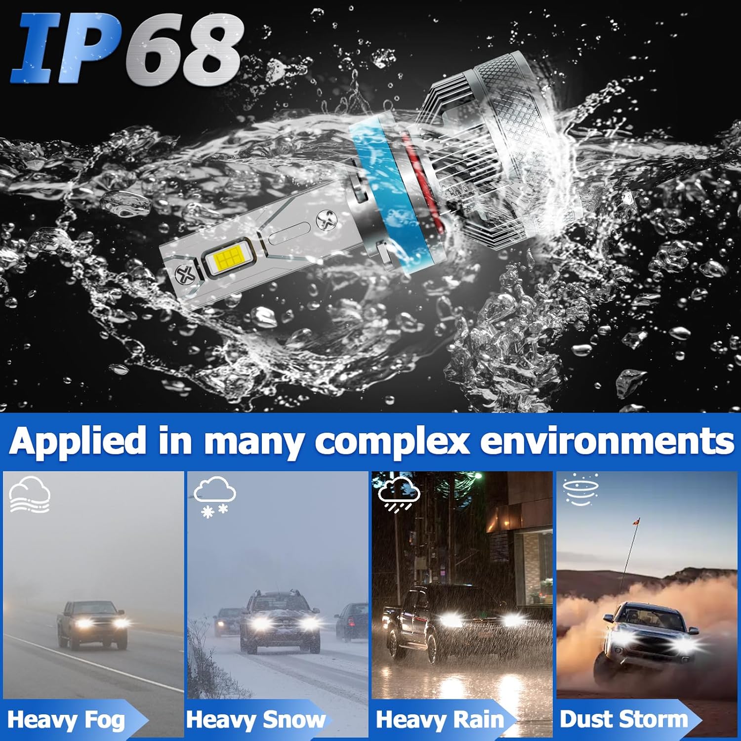 AWALITED Fits for 2015-2023 Ford F150 High Low Beam Fog Lights Bulbs Combo Pack, 6000K White Plug-and-Play Super Bright Lights Bulbs, Pack of 6