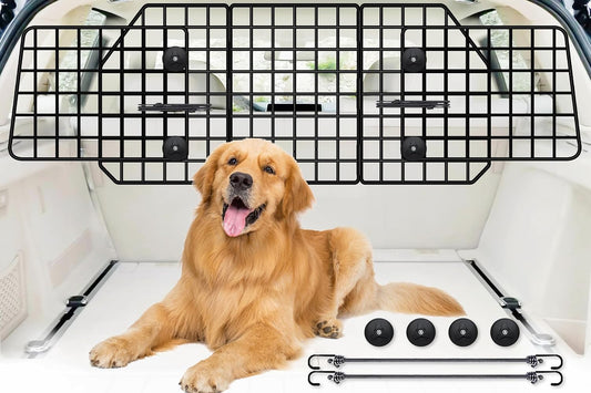 Triple-Folding Adjustable Dog Barrier - 36.6"-60.6", Heavy-Duty Wire Mesh for SUV/Van/Truck