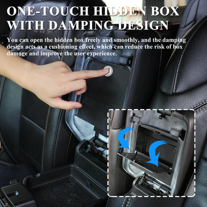 Center Console Hidden Storage Box for 2018-2026 Jeep Wrangler JL & Gladiator JT - One-Touch Access, Black