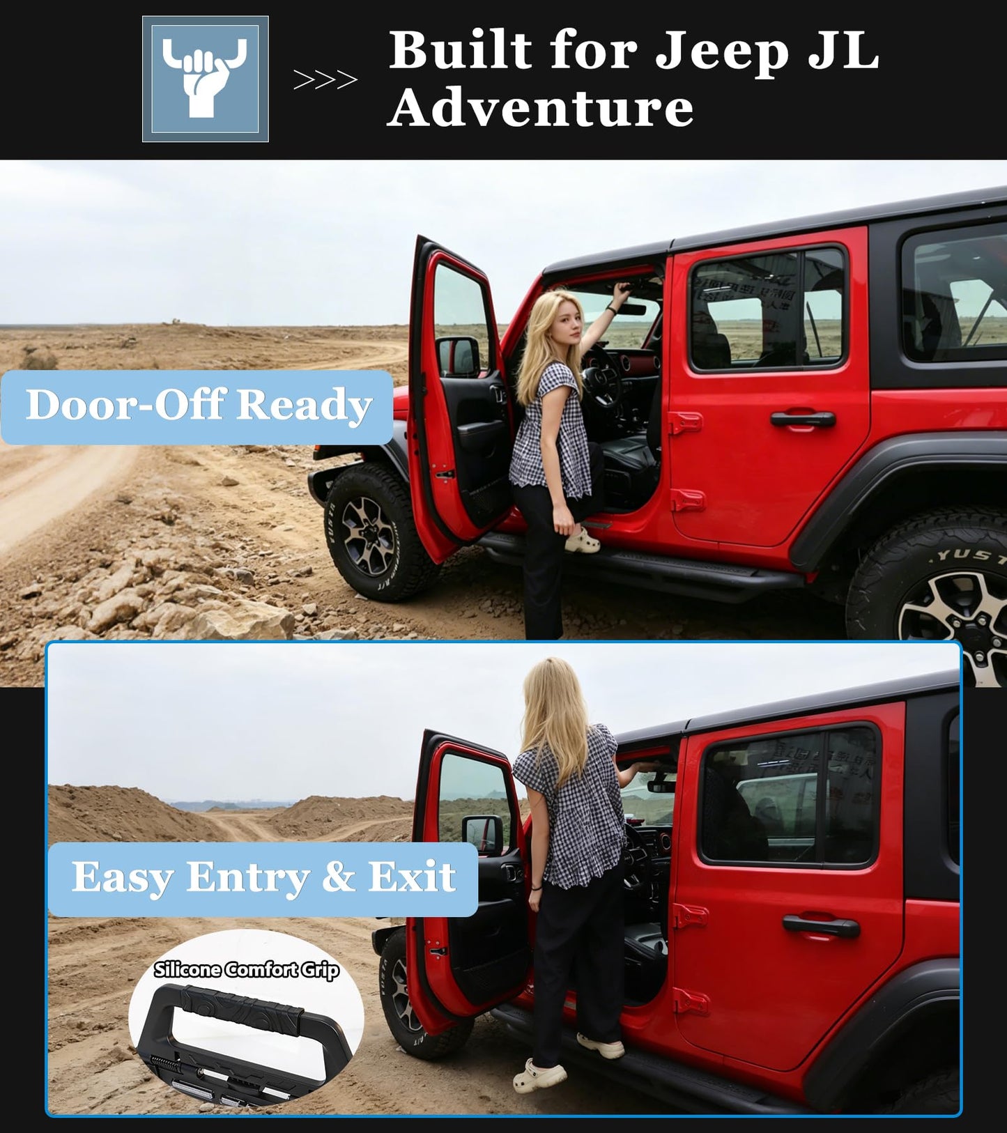 Wrangler JL JT Grab Handles with LED Lights, Aluminum, Bolt-In