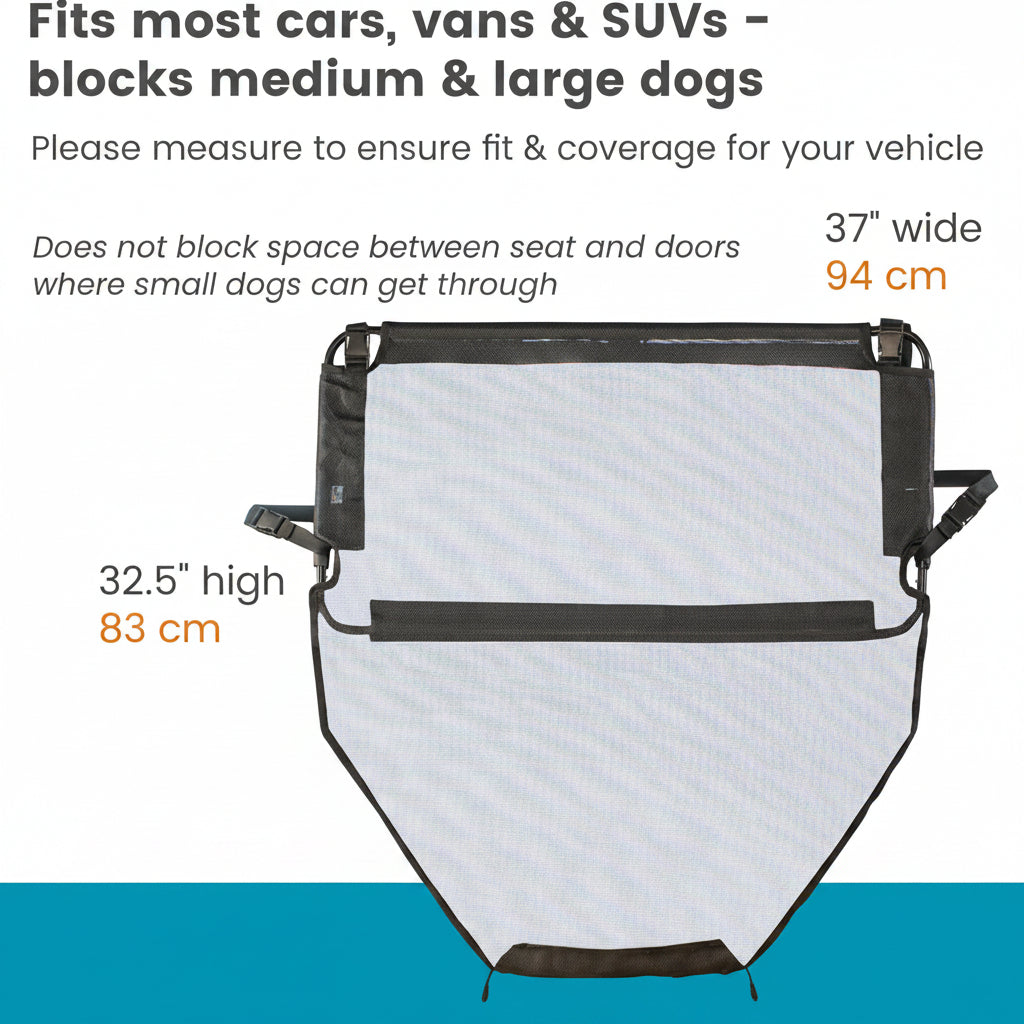 Padded Steel Frame Dog Back Seat Barrier - Heavy-Duty Coated Net for Car/Truck/SUV