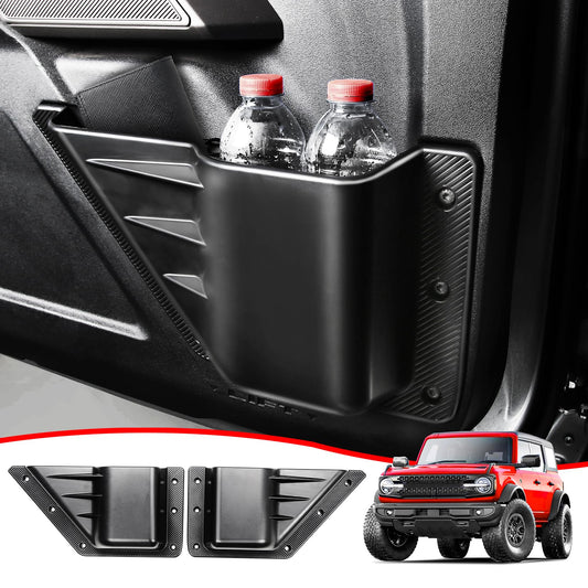 Rear Door Pocket for Ford Bronco Accessories 2024 2023 2022 2021 4-Door Storage Boxes Organizer 2PCS Interior Storage Expansion Cup Holder Accessories