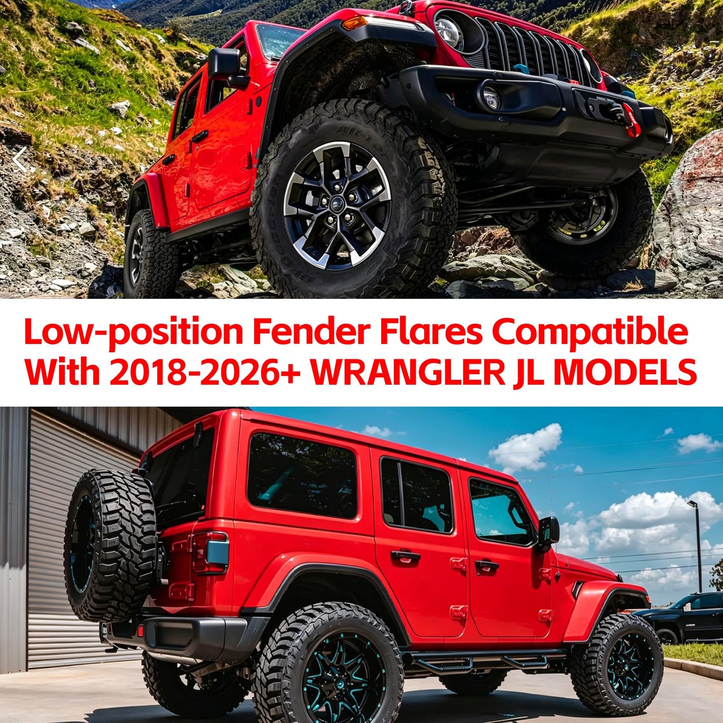 Jeep Wrangler JL/JLU Wide Flat Fender Flares (4-Piece)