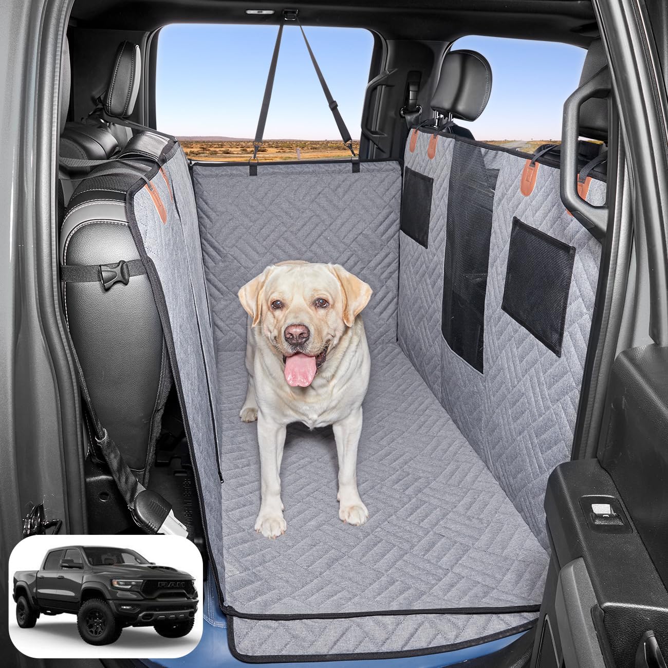 Dog Hammock for Truck,Back Seat Pet Cover for Dogs,Back Seat Extender for Truck F150 & F-Series, RAM1500
