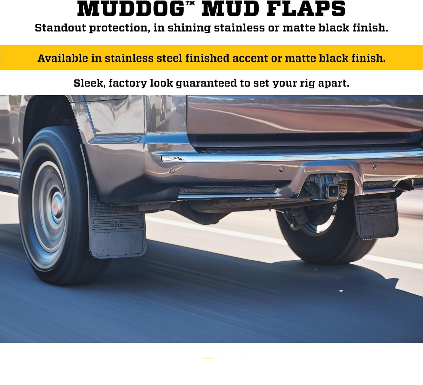 Universal Mud Flaps (12"x22") - Black Rubber Rear Pair, 55100