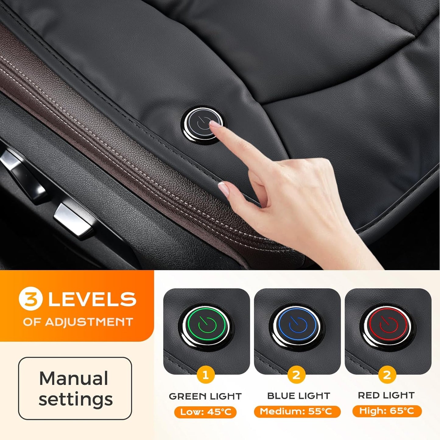 Waterproof Faux Leather Front Seat Cover - Universal Fit, Winter Cozy (Black)