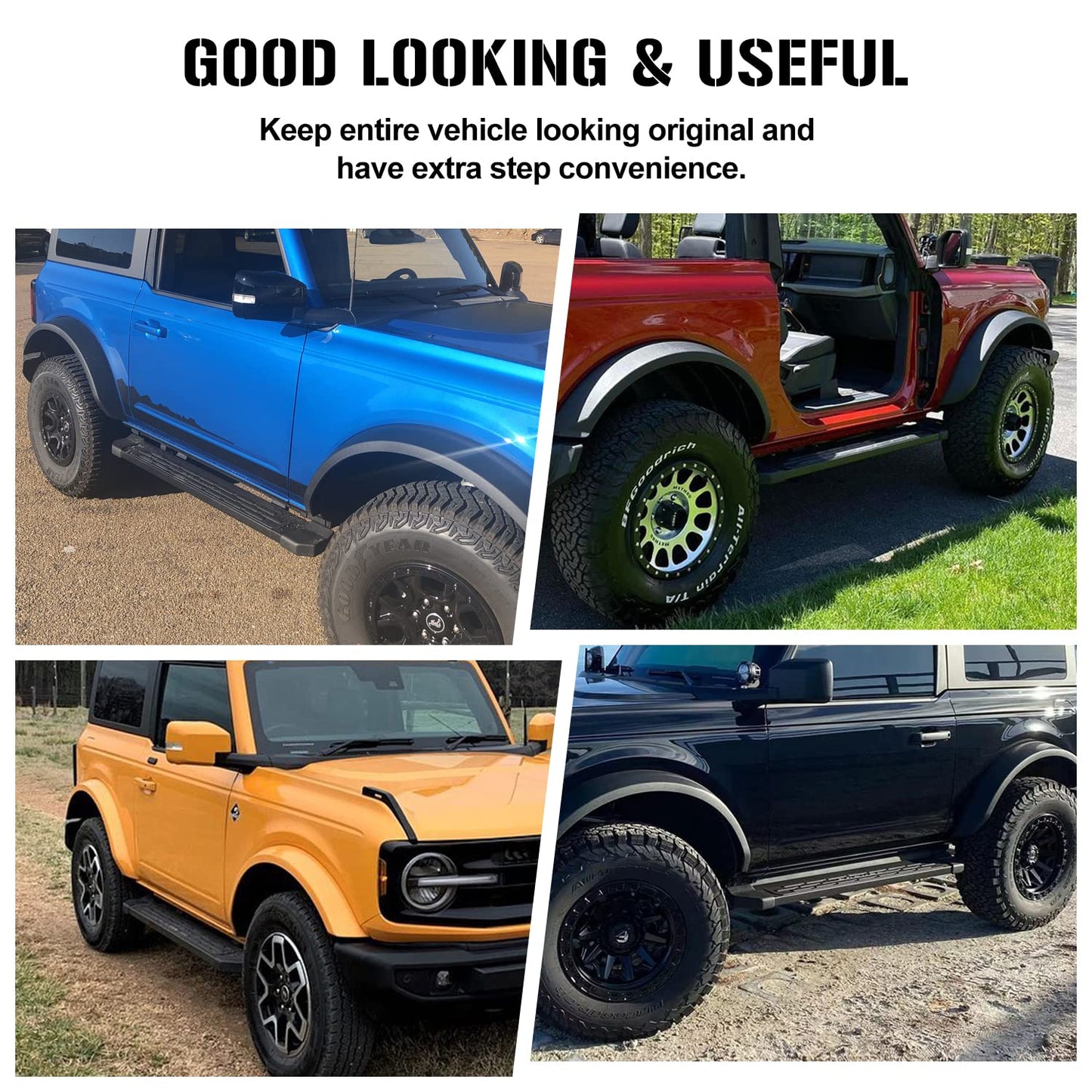 Running Boards for 2021-2026 Ford Bronco 4-Door - Side Step Bars