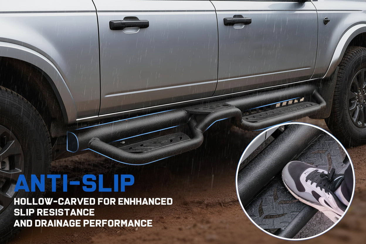 Two-Stair Heavy-Duty Running Boards for 2021-2026 Ford Bronco 4-Door - Rock Slider Nerf Bars