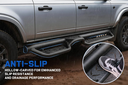 Two-Stair Heavy-Duty Running Boards for 2021-2026 Ford Bronco 4-Door - Rock Slider Nerf Bars