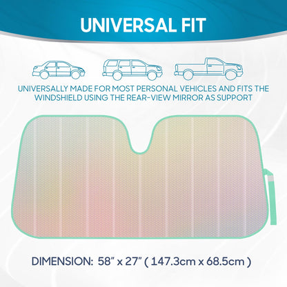 Iridescent Matte White Sunshade (58"x27") for Car/Truck/SUV - UV Block & Accordion Fold