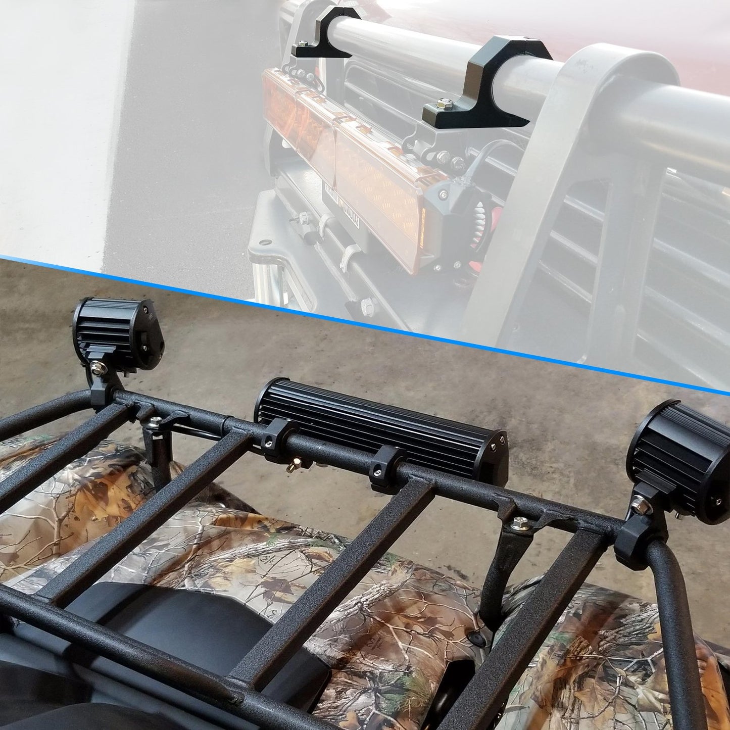 2-Pack Horizontal LED Light Bar Clamp Mount - Roll Cage/Roof Tube, Black