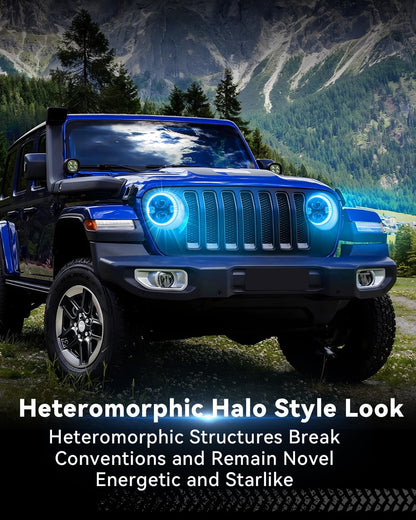 9" RGB Halo LED Headlights with APP Control for Jeep JL & Gladiator JT (2018-2025)