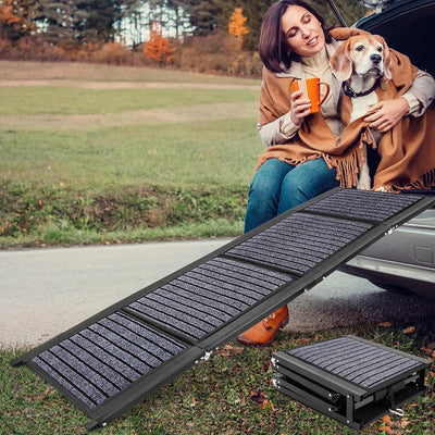 63"x17" Folding Dog Ramp - Non-Slip, Side Handle, Portable for SUV/Truck/Car