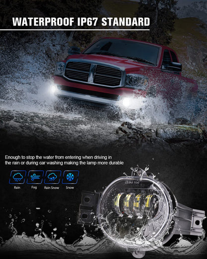 Pair Chrome LED Fog Lights for 2002-2008 Ram 1500 & 2003-2008 Ram 2500/3500