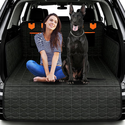 Waterproof Dog Cargo Liner - Large Universal Fit w/Bumper Flap, Non-Slip Scratchproof for SUV/Sedan/Van (Black)