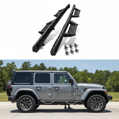 Curved Running Boards / Rock Sliders for 2018-2026 Jeep Wrangler JL 4-Door