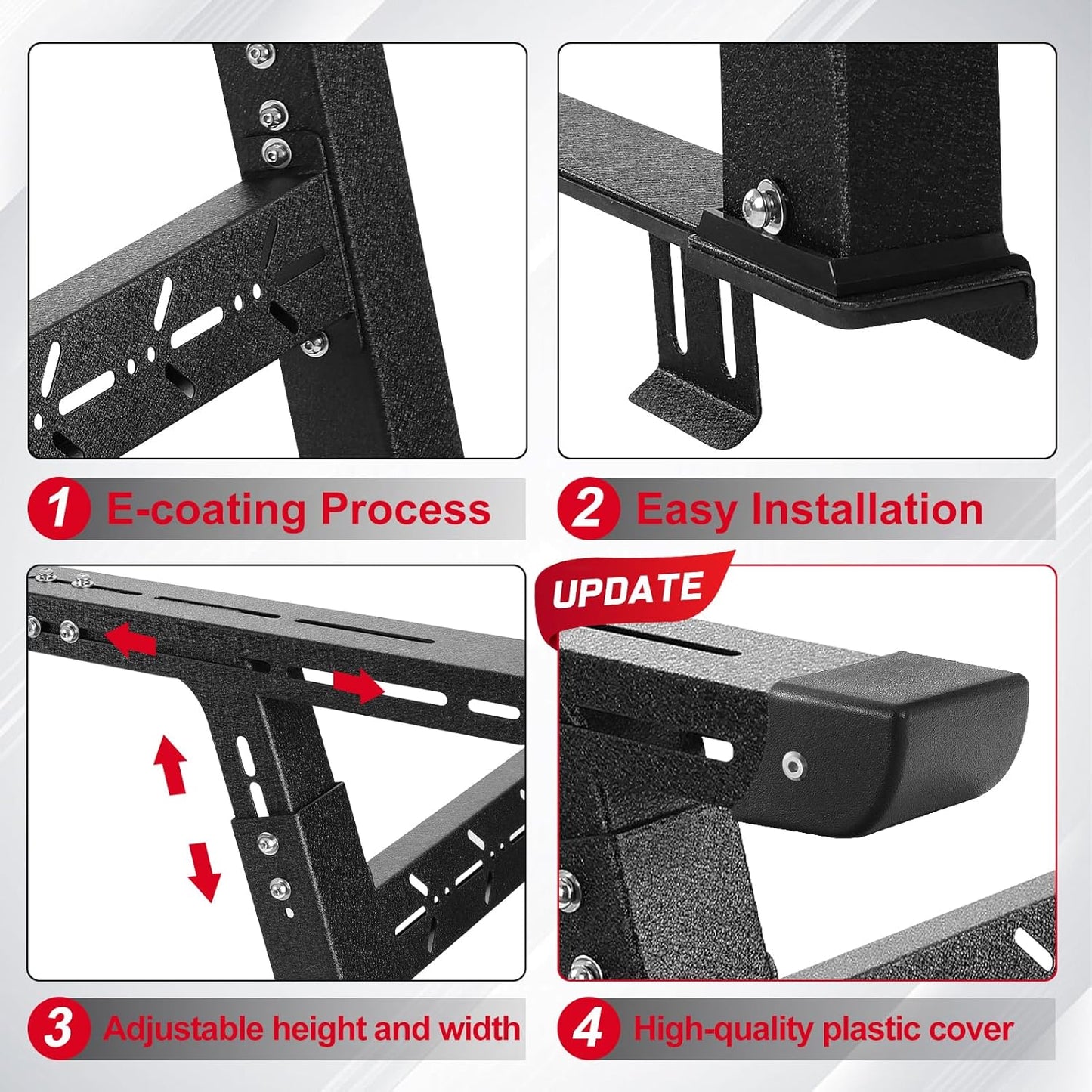 Universal Adjustable Truck Bed Rack - Overland/Contractor, 500-800 lb Capacity, No-Drill, Fits Gladiator/F-150/Tundra/Tacoma & More