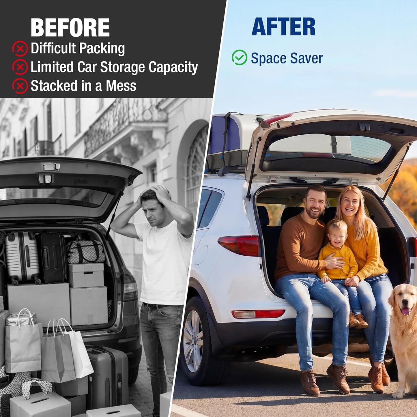 21ft³ Rooftop Cargo Carrier - Waterproof 840D PVC, Anti-Slip Mat, 6 Door Hooks, Storage Bag