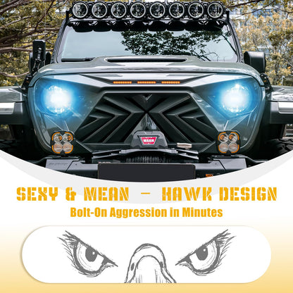 Jeep Wrangler JL JT Grille with Amber LED Lights