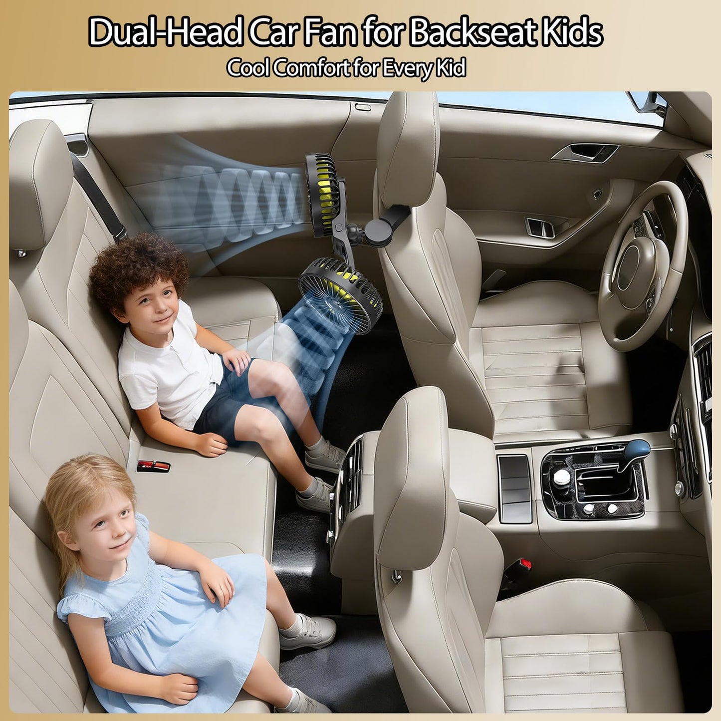 Car Backseat Fan for Kids, USB Powered
