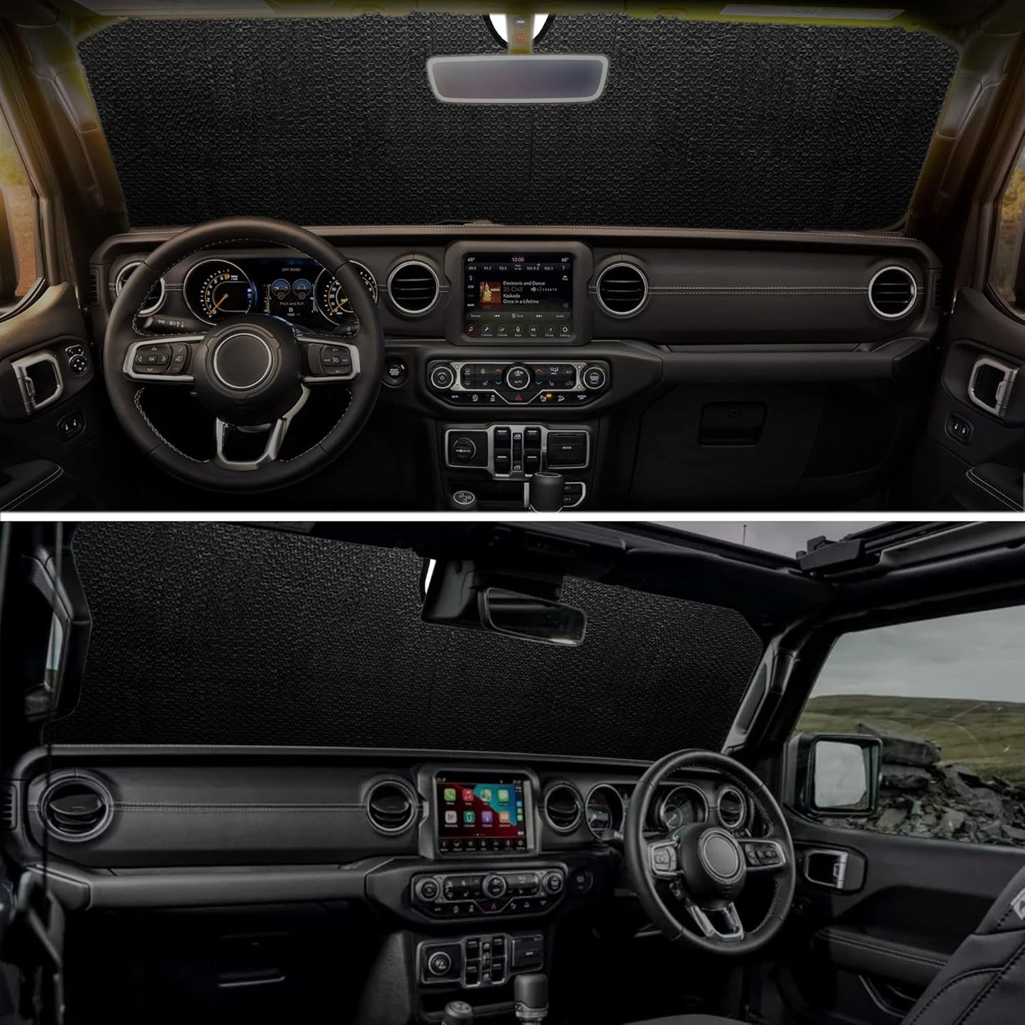 American Flag Windshield Sun Shade for Jeep Wrangler & Gladiator (Universal Foldable Fit)